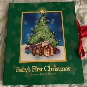 Baby's First Christmas Photo Album memory book ornament frame CD - like new